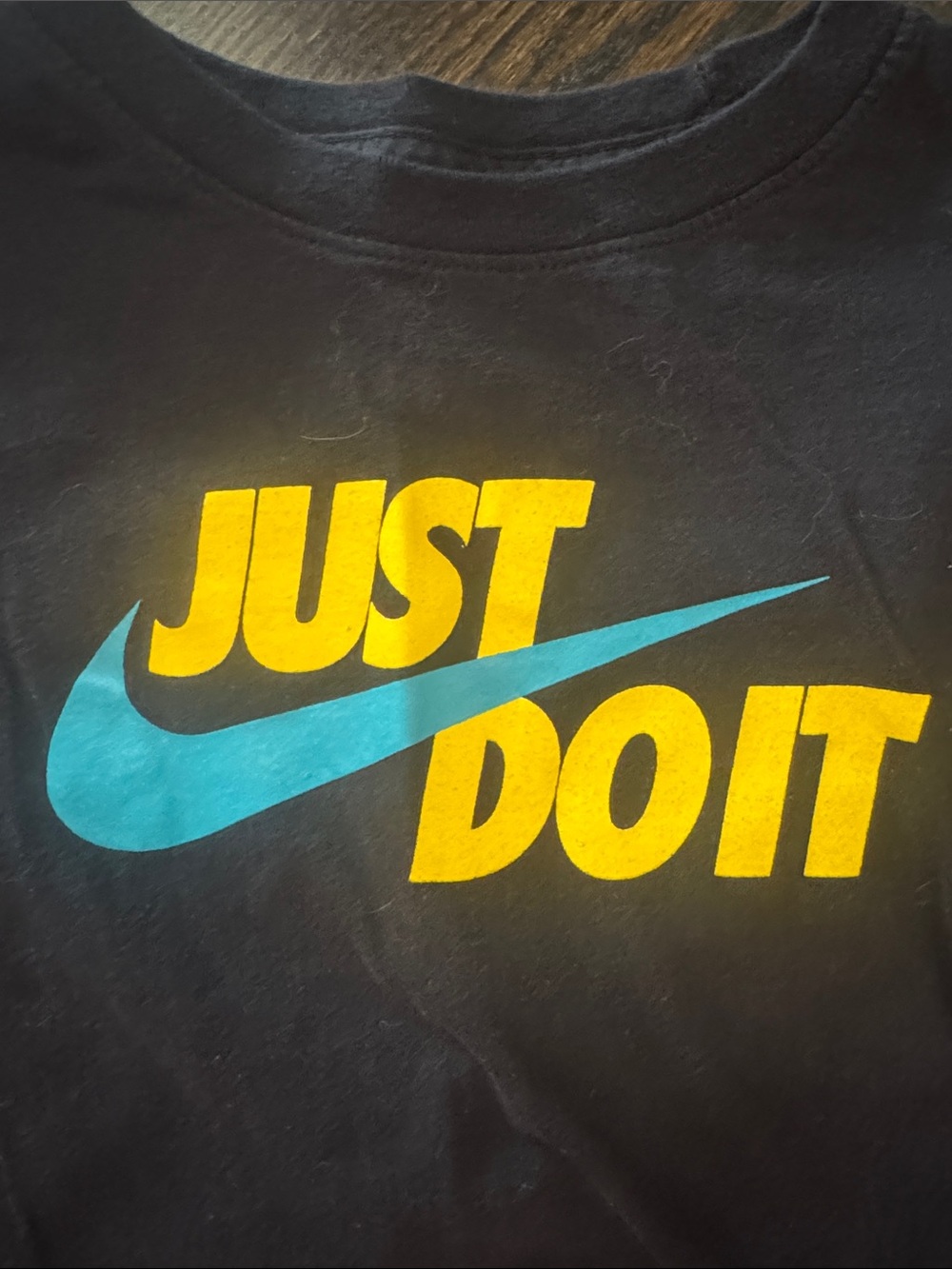 Nike Black Tee & Black Joggers Set with Blue and Yellow Logo - Picture 3 of 8